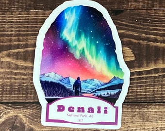 Denali National Park Sticker, National Park Stickers, Travel Stickers, Laptop Decal, Vinyl Sticker, Vinyl Decal, Floral Stickers