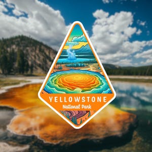 Yellowstone National Park Flower Petal Diamond Sticker, National Park Stickers, Travel Stickers, Vinyl Sticker, Floral Stickers, Collection
