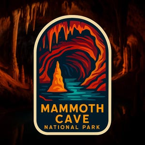 Mammoth Cave National Park Sticker – Retro Vinyl Cave Decal | Kentucky National Park Gift, Waterproof Hiking Adventure Sticker, Nature Trave