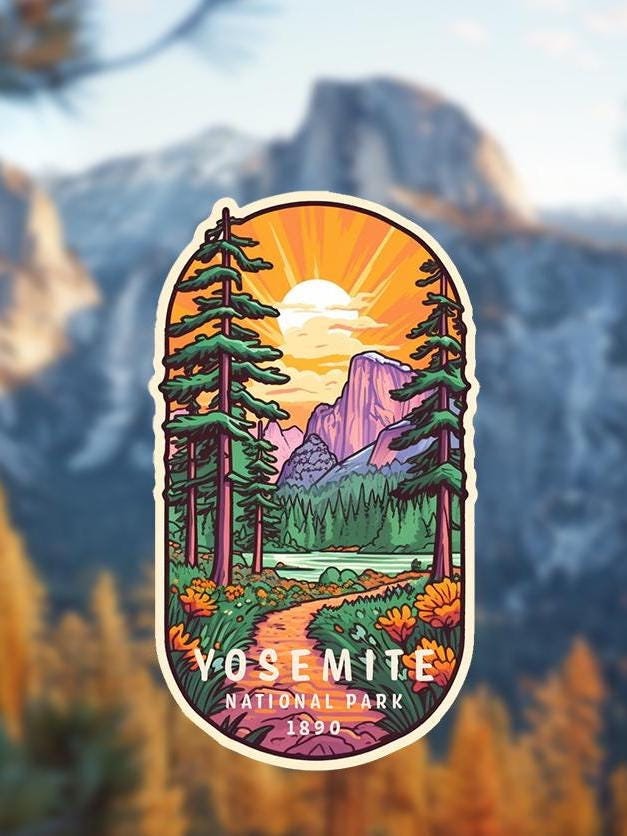 Yosemite National Park Sticker, National Park Stickers, Travel Stickers, Laptop Decal, Vinyl Sticker, Vinyl Decal, Floral Stickers