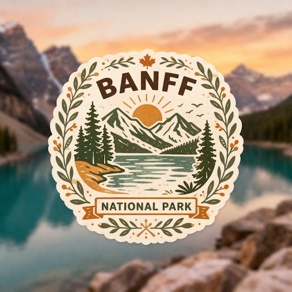 Banff National Park Sticker, Boho Canada Decal, Lake Morraine Sticker