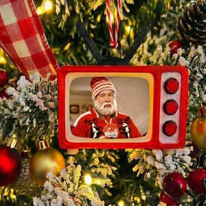 Retro Light Up Christmas TV Ornament with Interchangeable Movie Slides - Personalized Christmas Decoration, Tree Decor, Vintage Holiday Gift