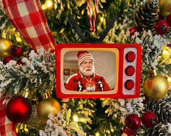 Retro Light Up Christmas TV Ornament with Interchangeable Movie Slides - Personalized Christmas Decoration, Tree Decor, Vintage Holiday Gift