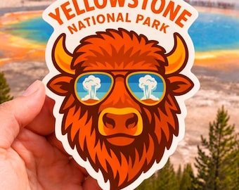 Yellowstone National Park Sticker: Retro Geyser, Hot Spring Vinyl Decal