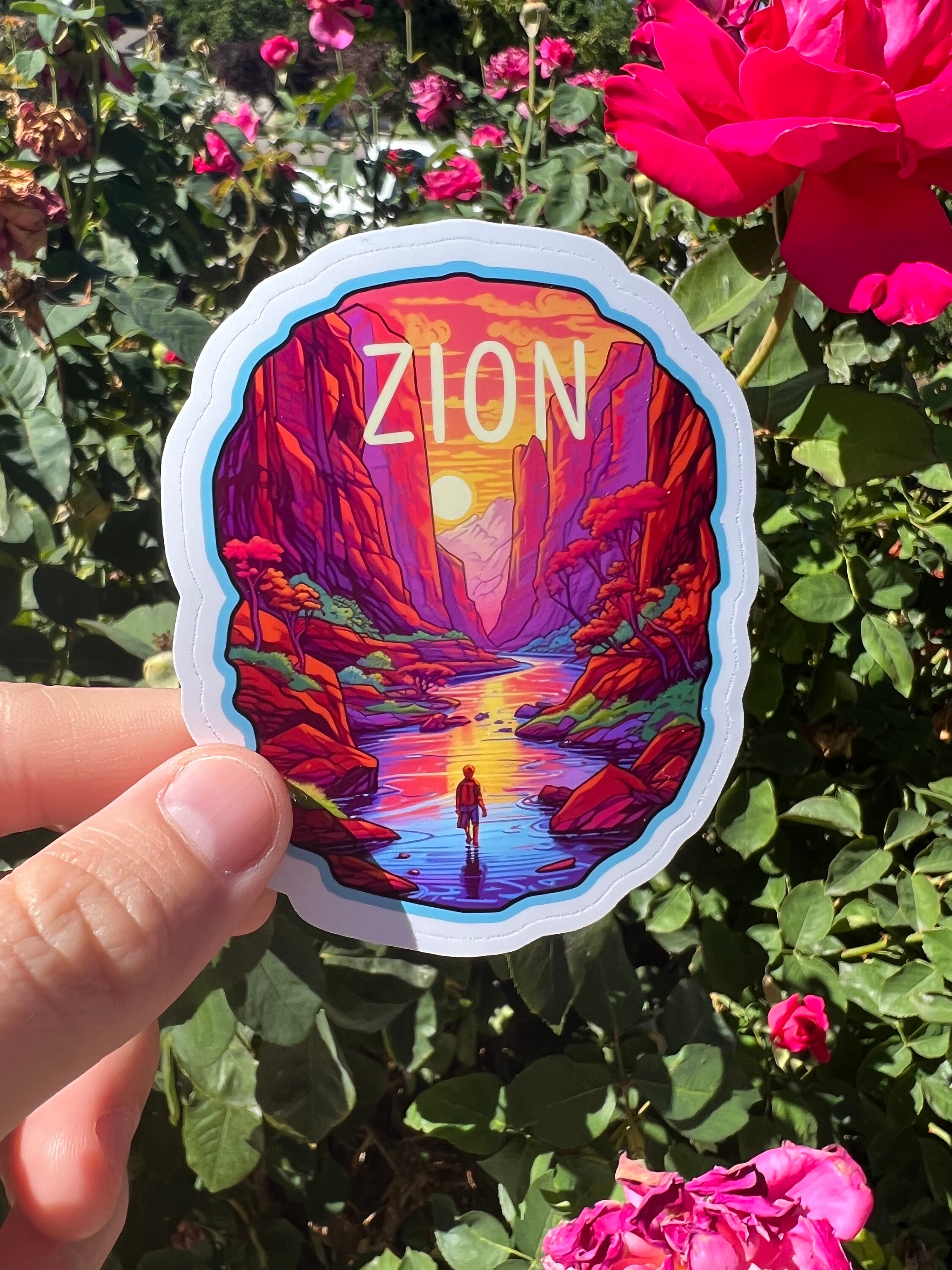 Zion National Park Sticker: Neon Adventure Trail Vinyl Decal - Etsy