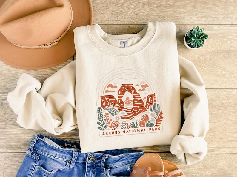 Arches National Park Boho Moab Utah Crewneck Unisex Sweatshirt image 1