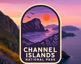 Channel Islands National Park Sticker – California Coastal Vinyl Decal | Retro Ocean Sunset Travel Sticker, National Park Gift, Waterproof