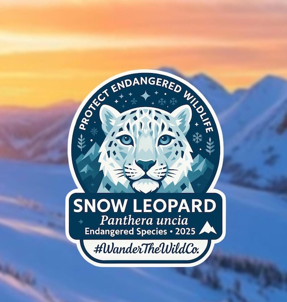 Snow Leopard Sticker • Endangered Species Conservation • Waterproof Vinyl Decal for Water Bottles, Laptops & Cars