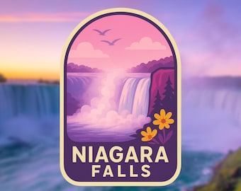 Niagara Falls Sticker – Retro Waterfall Vinyl Decal | Travel Sticker, Nature Lover Gift, Waterproof Adventure Sticker, Canada USA Souvenir