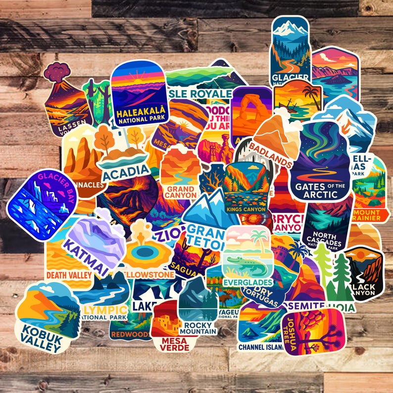 National Park Sticker Set - 63 Parks, U.S. Travel Souvenir, Waterproof ...