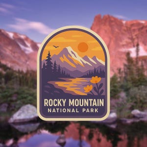 Rocky Mountain National Park Sticker – Retro Arch Vinyl Nature Decal, Hiking Adventure Waterproof Sticker for Water Bottle, Laptop, Journal