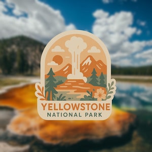 Yellowstone Sticker | Boho National Park Vinyl Decal | Glossy Waterproof Nature Art | Yellowstone National Park