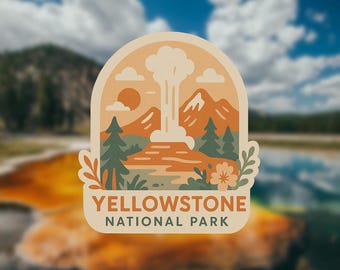 Yellowstone National Park Sticker: Boho Vinyl Decal, Waterproof Nature Art