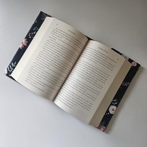 Custom Black Floral Fabric Book Cover with Embroidery - Personalized Book Protector - Literary Gifts