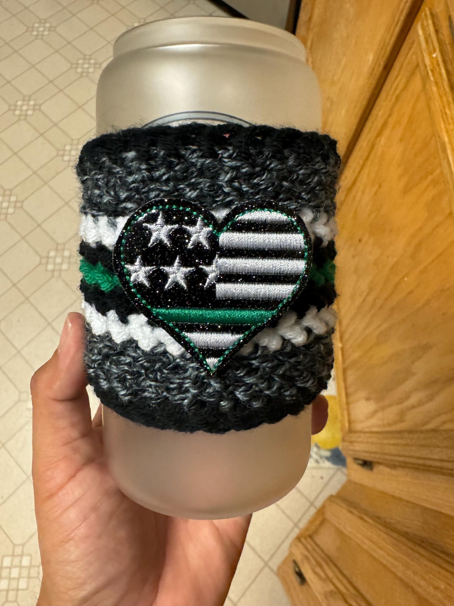 Thin Green Line, Thin Blue Line, Think Red Line Crochet Cup Cozy - Etsy