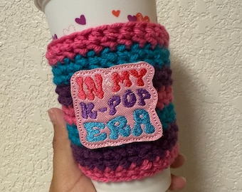 In my K-pop era crochet cup cozy