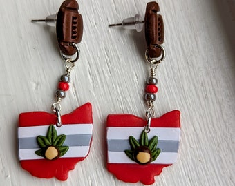 Ohio State polymer clay earrings,OSU, football, buckeyes,nickel free,earrings sets,handmade earrings,stud earrings,gifts for her