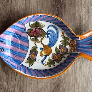 Vintage Ceramic Fish Dish Plate Bowl,handmade ceramic plate ,Animal plate,vintage plate ,decorative plate ,seafood plates,gift for the home