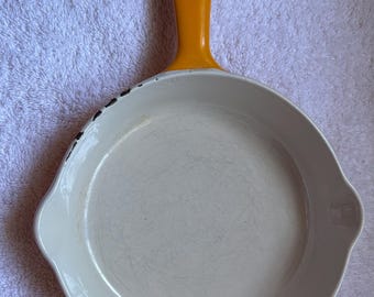 Vintage Le Creuset #16 Enameled Cast Iron France Orange Small Frying Pan~Spouts