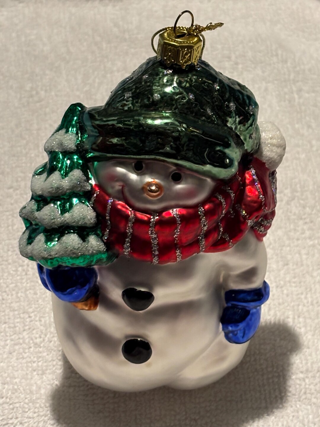 Vintage Snowman Holding Tree Glass Christmas Ornament 6” Tall - Etsy