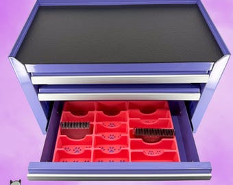 Kobalt Mini Toolbox Bottom Drawer Organizer (Two Drawer w/Lid and Three Drawer)- Dog Grooming Toolbox Blade holder/10 Standard/6 Wide