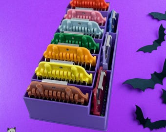 Drawerganizer *Halloween* Zolita WideCombs Low Profile Grooming Comb Toolbox Drawer Organizer- Holds 10 *Full Set**Ghastly Green and Purple*