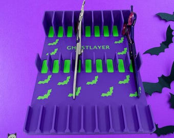 Drawerganizer *Halloween* Shears Low Profile Grooming Shear Toolbox Drawer Organizer- Holds 9 Shears- *Ghastly Green and Purple*