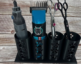 Tube City *Small*-- Dog Grooming Brush, Clipper, Shear or All Around holder. Four 2 inches tubes with base.