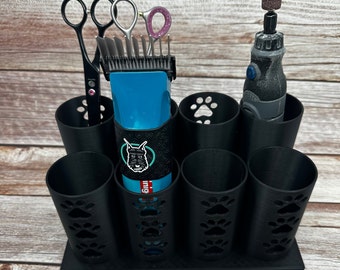 Tube City *Medium*-- Dog Grooming Brush, Clipper, Shear or All Around holder. Eight 2 inch tubes with base.