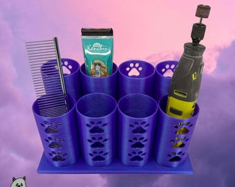 Tube City *Medium*-- Dog Grooming Brush, Clipper, Shear or All Around holder. Eight 2 inch tubes with base.