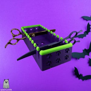 Der Chihuahua * Halloween-Ghastly Green and Purple * - Hundepflege Scherenhalter - Für bis zu 10 Paare, Einfacher Organizer |