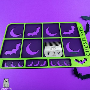 Kobalt mini-gereedschapskist: insteekbundel hondenverzorgingsset * Halloween-afgrijselijk groen en paars* | Geschikt voor scharen, standaardbladen en meer