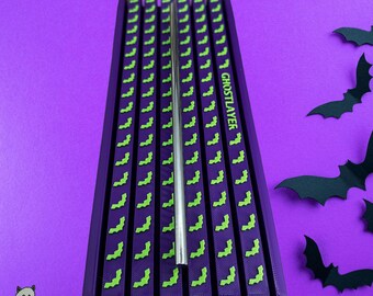 The Mini Greyhound - *Halloween-Ghastly Green and Purple* Lay Flat Dog Grooming Steel "Greyhound" Comb Holder | Holds 7 |