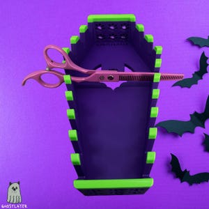 The Coffin Chihuahua * Halloween-Ghastly Green and Purple * - Hundepflege Scherenhalter - Für bis zu 10 Paare, Einfacher Organizer |