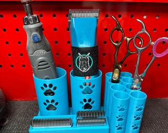 The Mini Mutt-- Dog Grooming Brush Holder, 8 Scissors, 2 Standard Blades, 2 Wide Blades and 2 Clippers