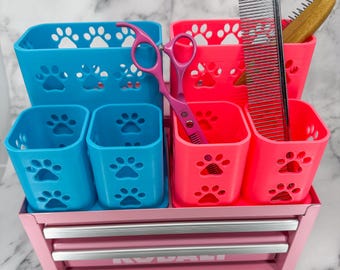 Kobalt Mini Toolbox Top Organizer (Two Drawer w/Lid and Three Drawer)- Mini Yorkie- Holds Brushes/Shears/Combs
