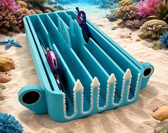 The Snipshark - Lay Flat Dog Grooming Scissor Holder | Holds 5 Scissors 2 Combs |