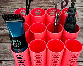Tube City *Large*-- Dog Grooming Brush, Clipper, Shear or All Around holder. Twelve 2 inch tubes with base.