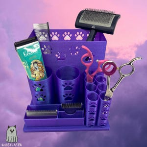 The Mutt-- Hundepflege Bürstenhalter, 8 Scheren, 2 Standardklingen, 2 breite Klingen und 2 Haarschneider | Große Größe |