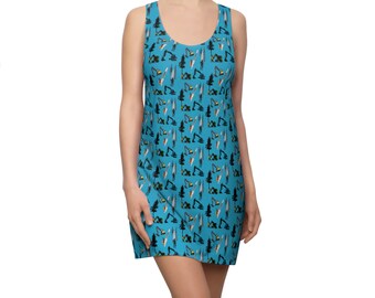 Logging Pattern racerback Dress, Arborist Gift, Summer Dress, Chainsaw, Loader, Dress, Unique Dress, gift for her