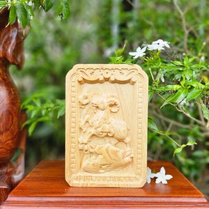 Handcrafted Goat Wood Sign: Rustic Animal Carving