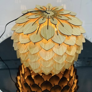 Wooden Ceiling Light - Scandinavian Light Shade, Geometric Hanging Lamp, Modern Dining Room Chandelier