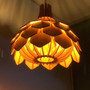 Handmade Wooden Pendant Light: Pinecone Ceiling Lamp, Rustic Decor