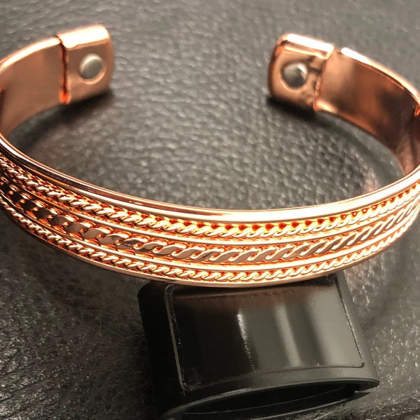 Solid Copper Magnetic Bracelet Arthritis Pain Therapy Cuff Bangle Energy Power Adjustable Bracelet Men Women Chain Link Design