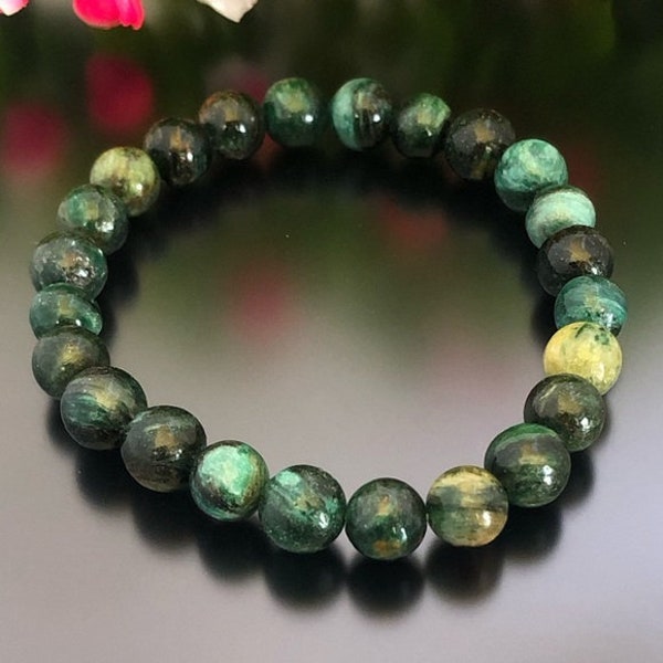 Emerald Natural Stone Beads Stretchable Gemstone Beaded Bracelet