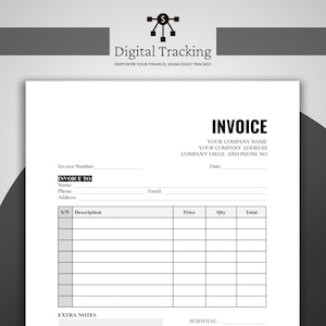 Printable Invoice Template: Minimalist Design (Digital Download)