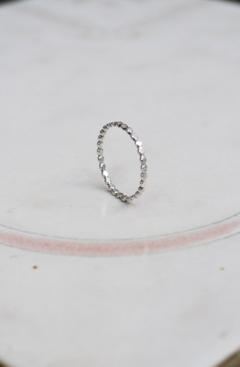 Hammered Bead Ring Sterling Silver Ring Dainty Stacking Rings Thin Silver Ring Simple Ring Silver Stacking Ring Silver Dot Ring image 7