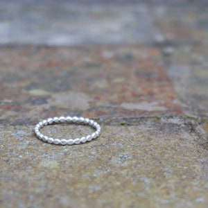 Hammered Bead Ring Sterling Silver Ring Dainty Stacking Rings Thin Silver Ring Simple Ring Silver Stacking Ring Silver Dot Ring image 6