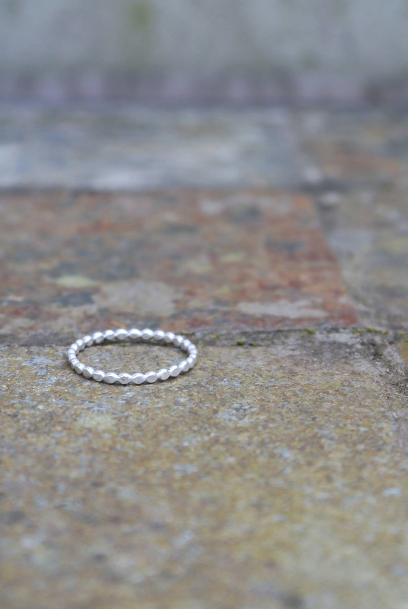 Hammered Bead Ring Sterling Silver Ring Dainty Stacking Rings Thin Silver Ring Simple Ring Silver Stacking Ring Silver Dot Ring image 6