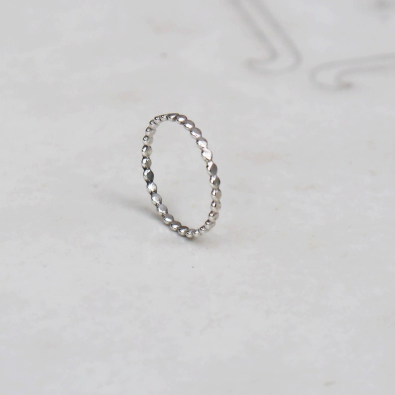 Hammered Bead Ring Sterling Silver Ring Dainty Stacking Rings Thin Silver Ring Simple Ring Silver Stacking Ring Silver Dot Ring image 3